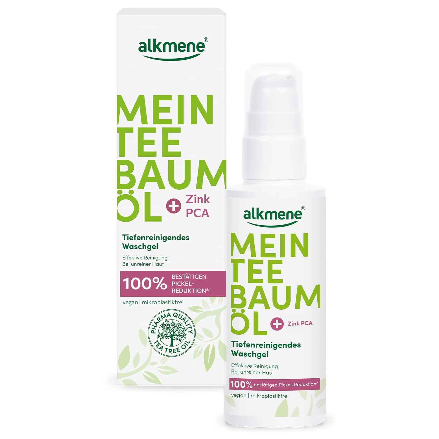 alkmene My Tea Tree Oil Wash Gel Face 150 ml Pimple Reduction 100% Confirmed - Natural Tea Tree Oil, Vegan & Climate Neutral - Facial Cleansing for Blemished Skin - Cleansing Gel - Face Wash Gel, ‎pack