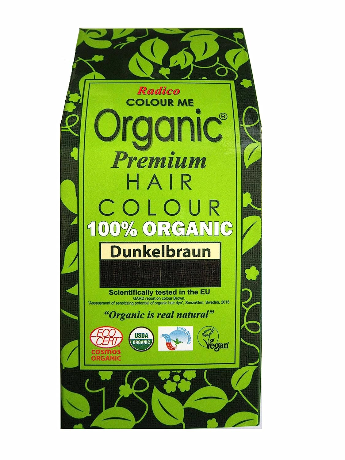 Radico Color Me Organic Plant Hair Color, Dark Brown, Made from Ayurvedic Herbs, Free From Amonia and Hydrogen Peroxides, i.e. for Gray Hair, 2 x 100 g