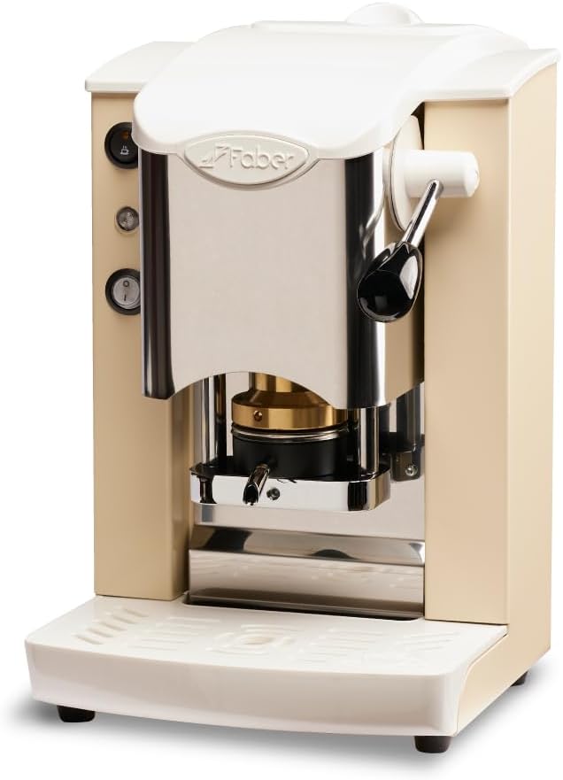 FABER COFFEE MACHINES | Slot Inox Model | Edible Coffee Machine 44 mm | Brass Pad Press Adjustable (Ivory | White)