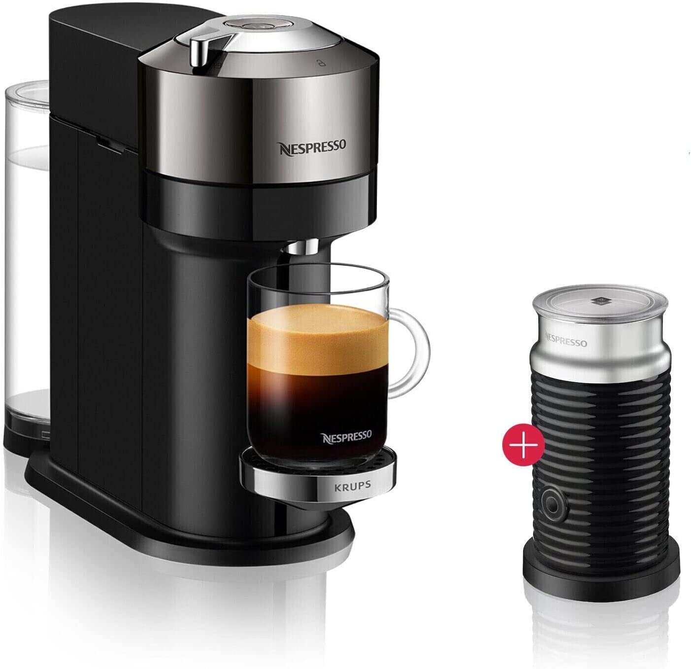 Nespresso Krups Vertuo Coffee Machine, Coffee Capsule Machine With Aeroccino 3 Milk Frother, Automatic Shut-Off, Short Heating Time, Six Cup Sizes, Easy Preparation, Space Saving
