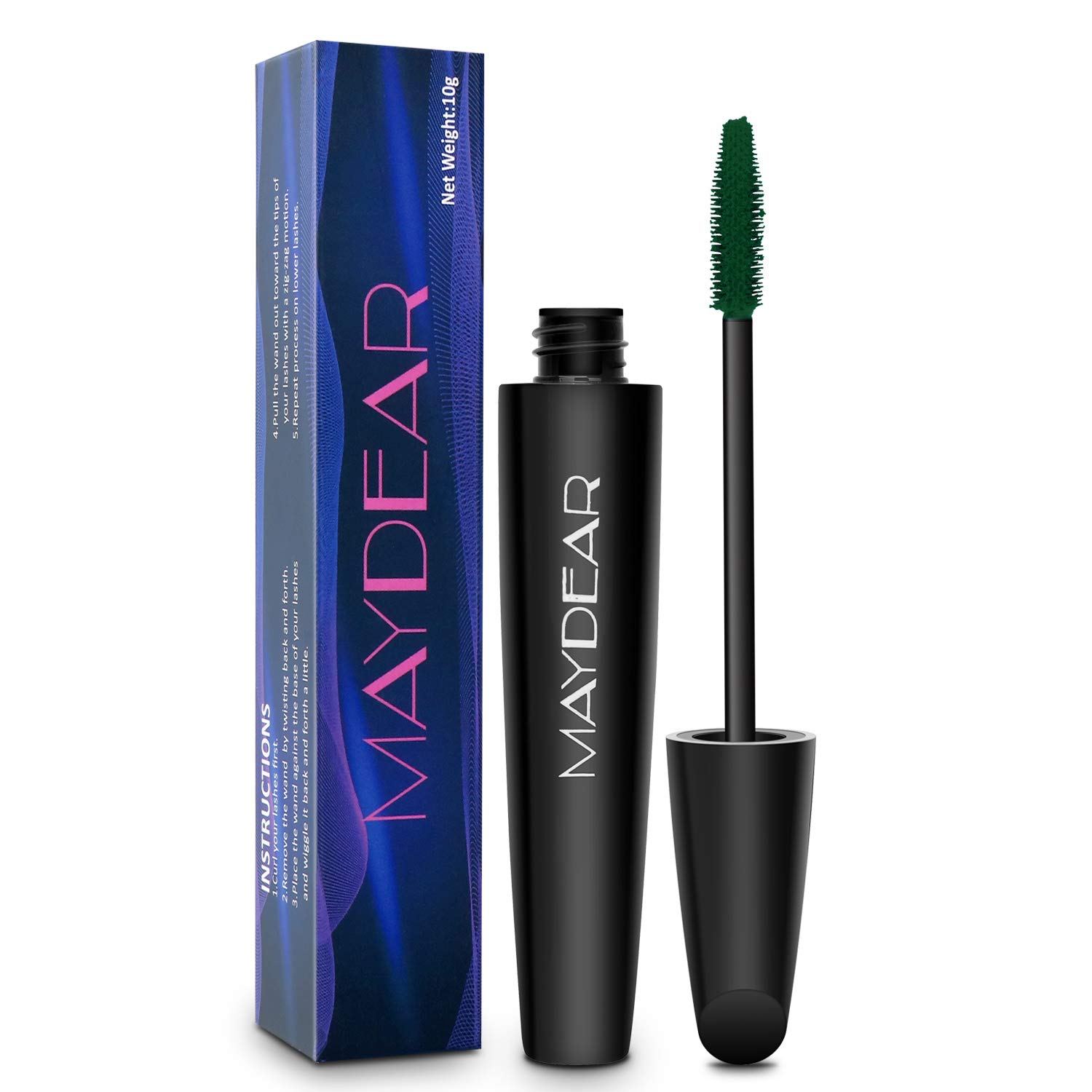 Maydear Waterproof mascara, durable, smudge-proof, voluminous and charming, dark green, ‎deep