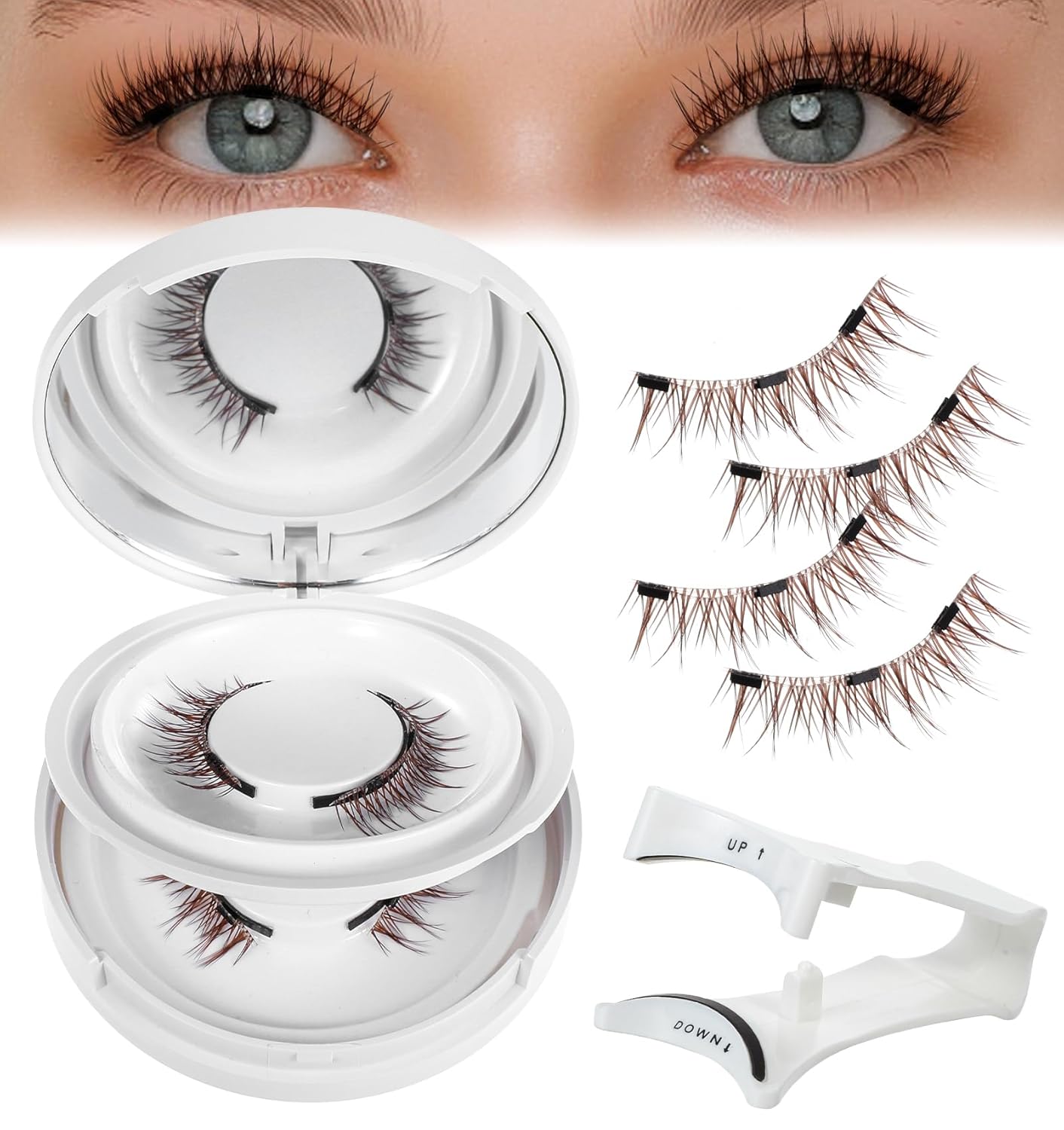 Magnetic Eyelashes with Applicator, Reusable Natural Comic Magnetic Eyelashes