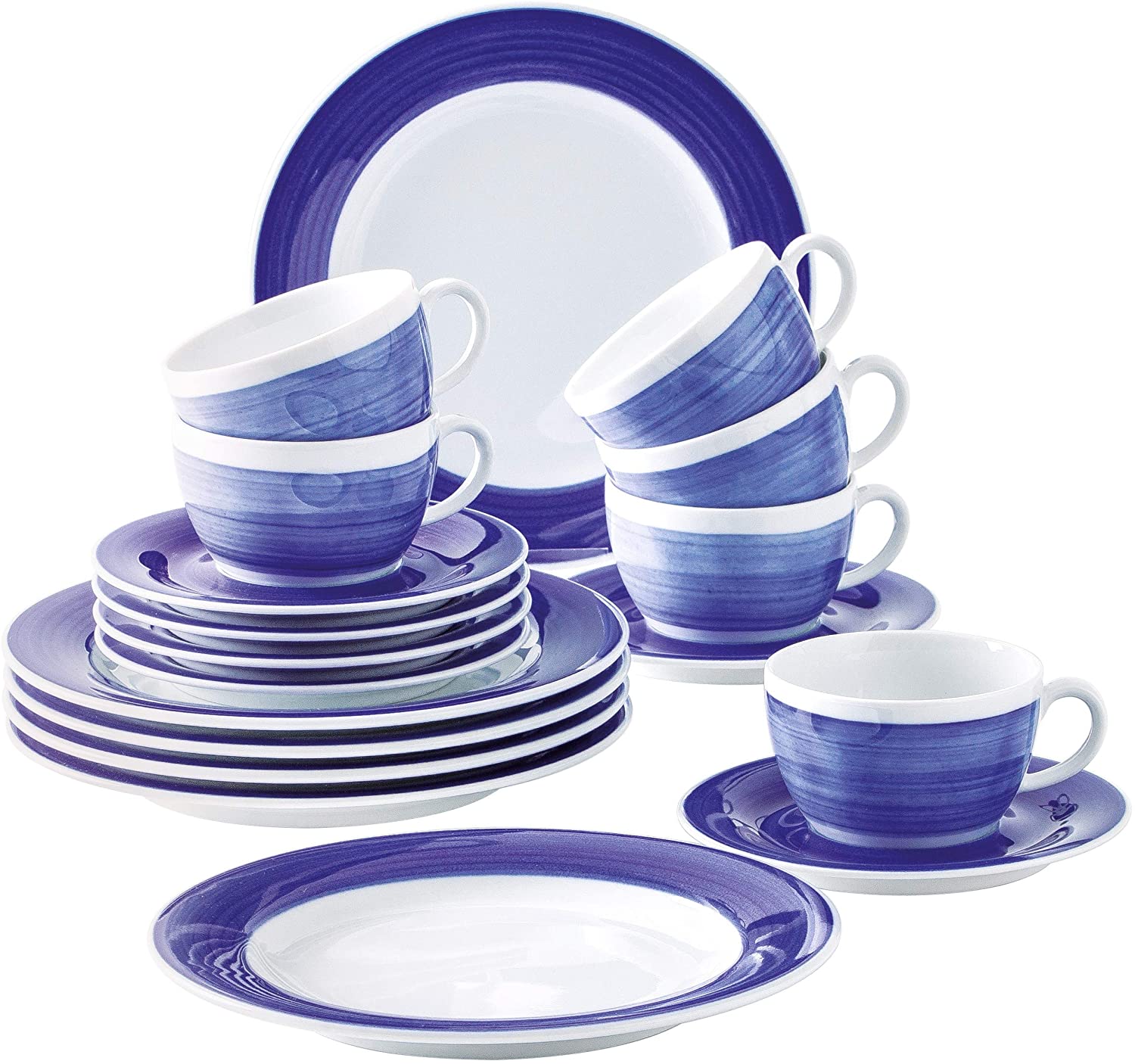 Kahla 570436O75005C Pronto Coffee Service for 6 People Porcelain 18 Pieces Blue White Tea Cake