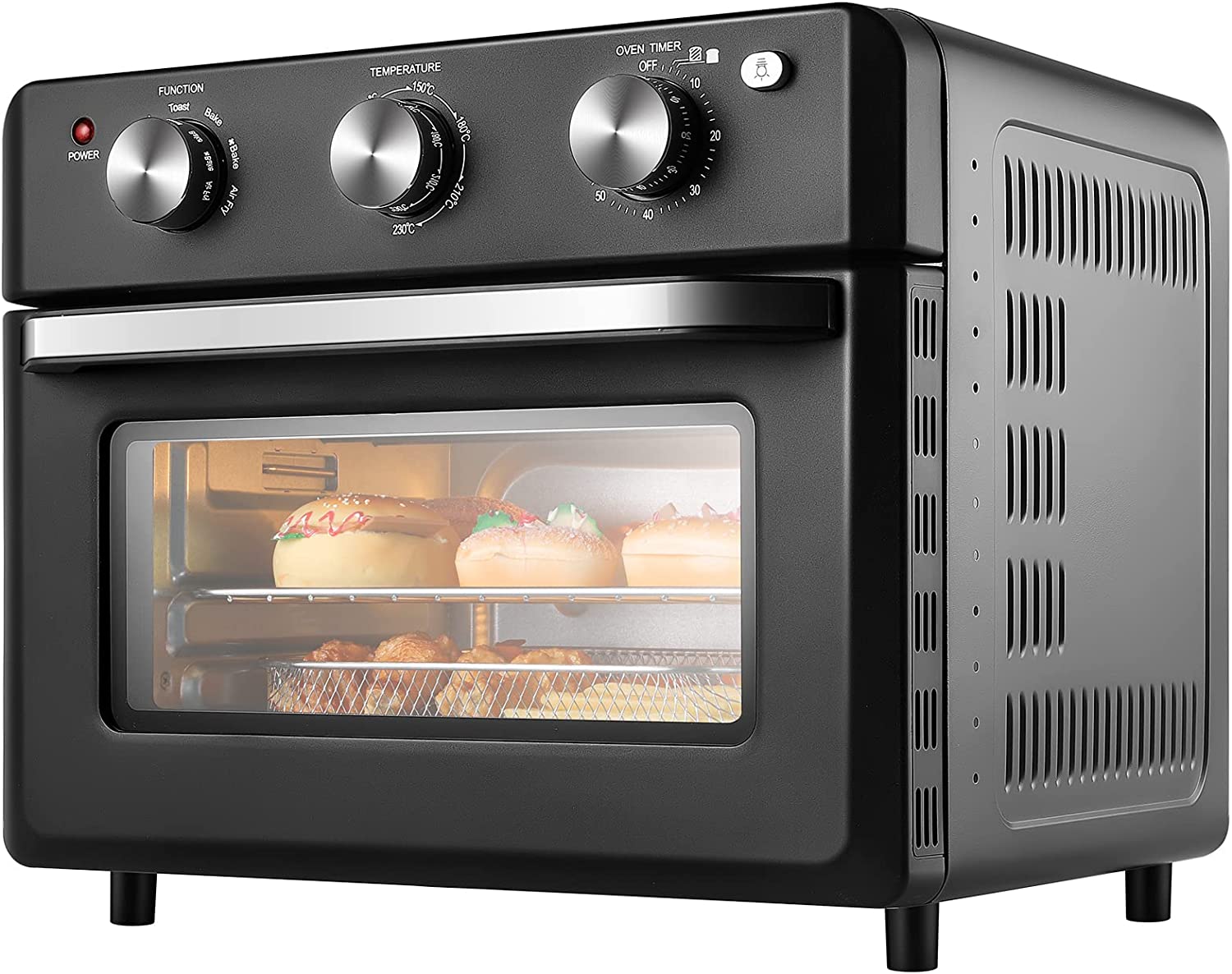 Mini Oven 20 L, Mini Pizza Oven, Hot Air Fryer, Airfryer, Mini Oven, 1550 W Hot Air Oven with 4 Accessories, with 360° Hot Air Circulation & Timer, Camping Oven, Toaster Grill, Oven with Circulation
