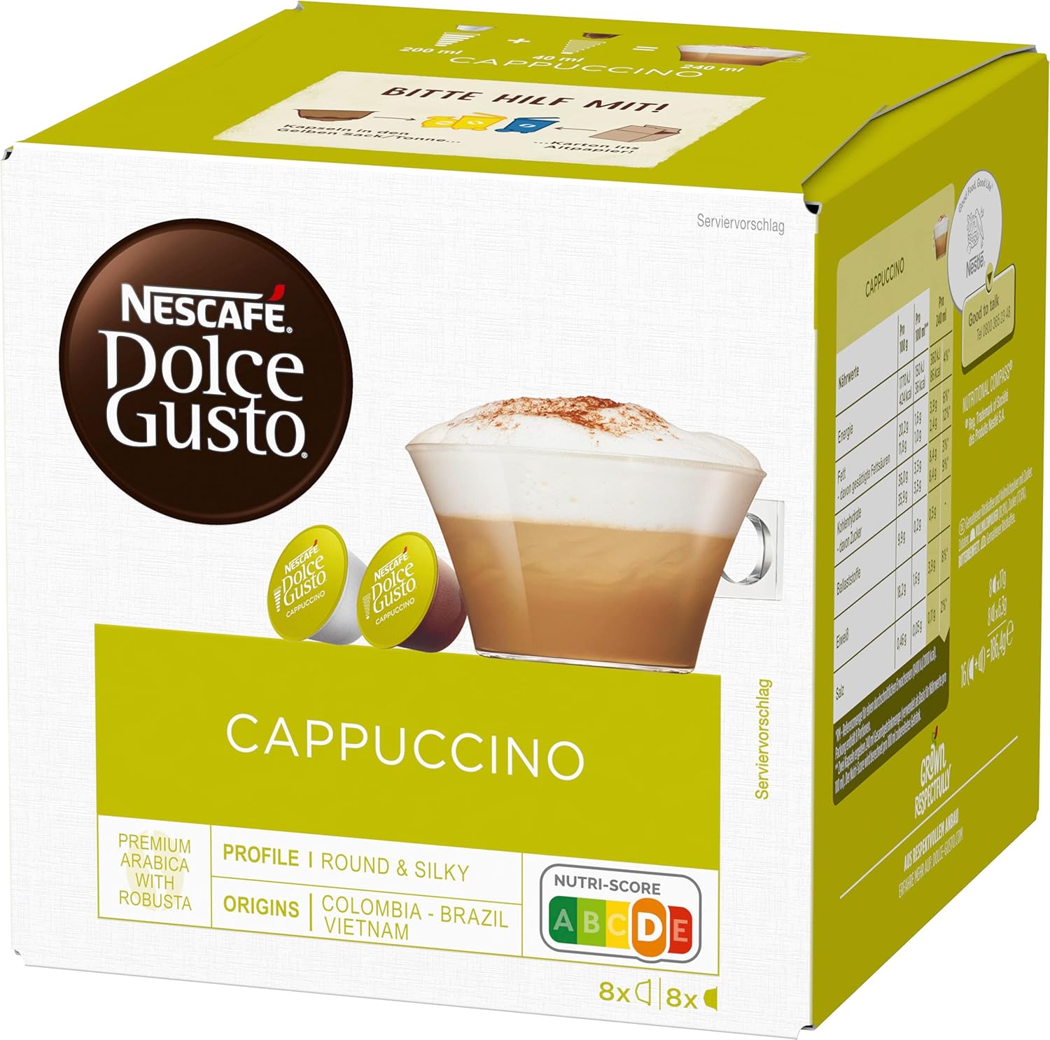 NESCAFÉ DOLCE GUSTO Cappuccino Coffee Capsules Pack of 1 (1 x 8 Servings)