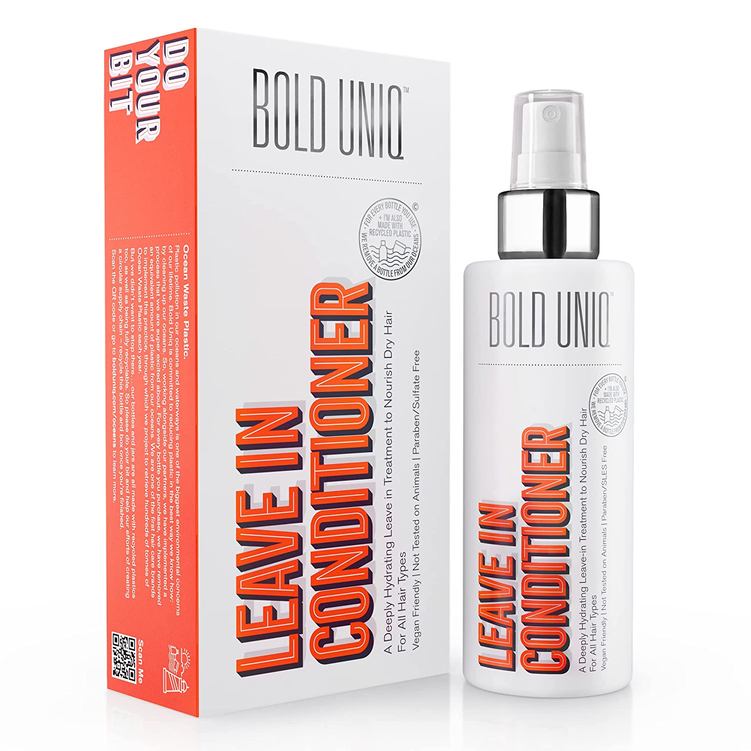 Bold Uniq Leave in Conditioner - Hair Care Spray Moisturises and Shine for Dry, Broken, Damaged, Coloured, Bleached Hair - Sulphate/Paraben Free - Fair & 100% Vegan