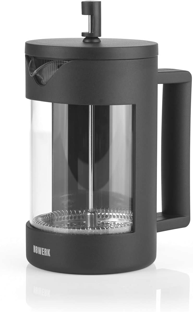 N8WERK French Press coffee maker in the Midnight Edition, 800 ml, coffee enjoyment for 3-5 cups of coffee, lid with integrated coffee press system, removable container for easy cleaning