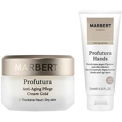 Marbert Profutura Anti-Ageing Cream Gold Dry Skin 50 ml + Hand Cream for Pigment and Age Spots 75 ml