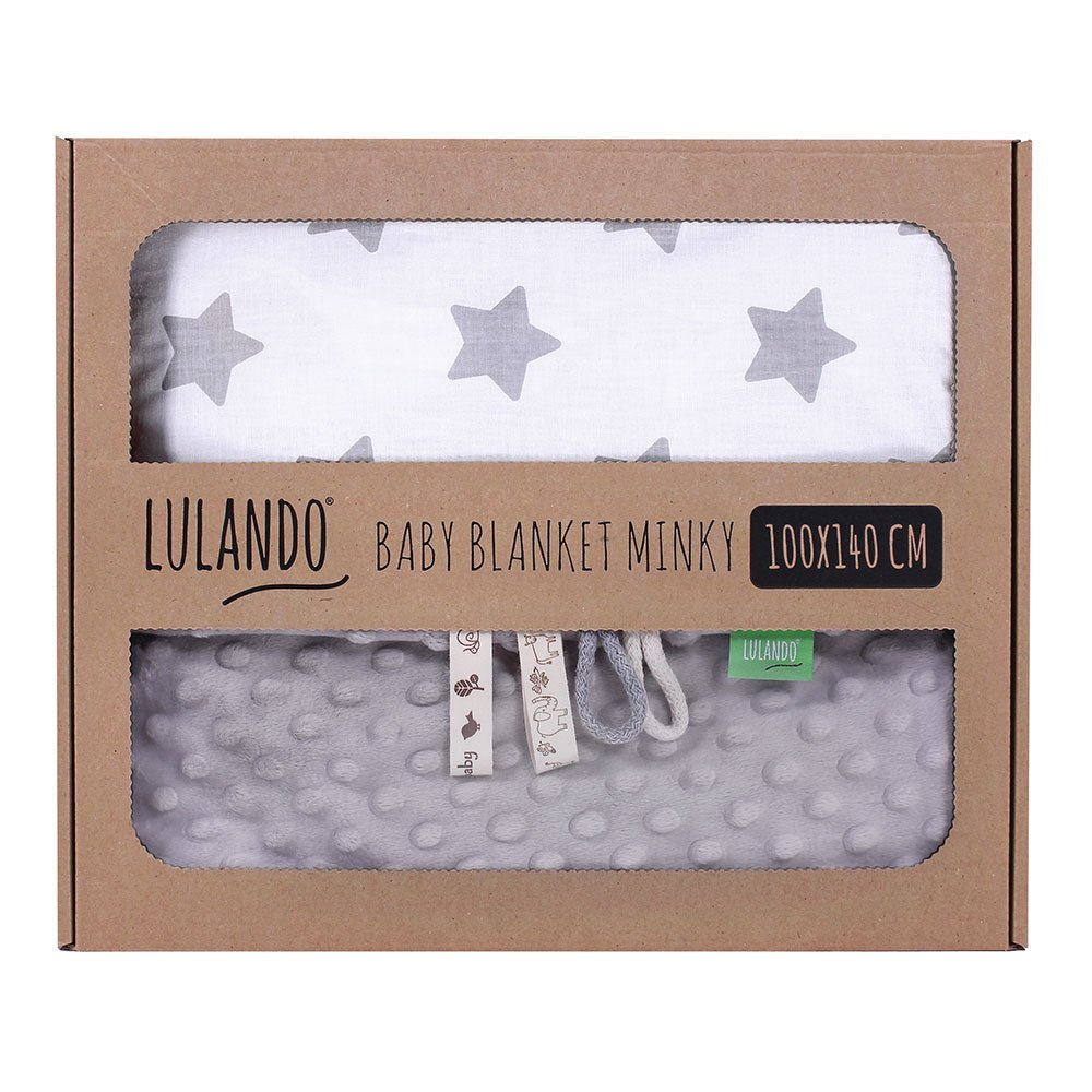 LULANDO Baby Crawling Blanket 100% Cotton 100 x 140 cm Super Soft and Fluffy Cuddly Favourite Blanket for Your Baby Grey / Black Diamonds
