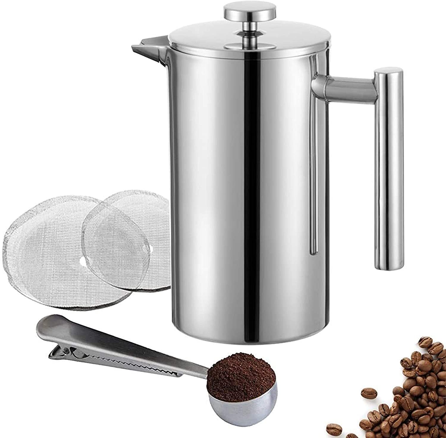 MeelioCafe Coffee Press French Press Stainless Steel 0.35 Litres (2 Cups) T