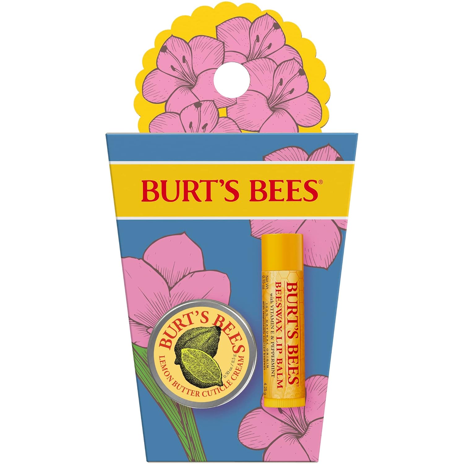 Burt \ 's Bees Gift Set for Lips and Hands, Beeswax Lip Balm and Mini Cuticle Cream, Spring Surprise Limited Edition, Pack of 1