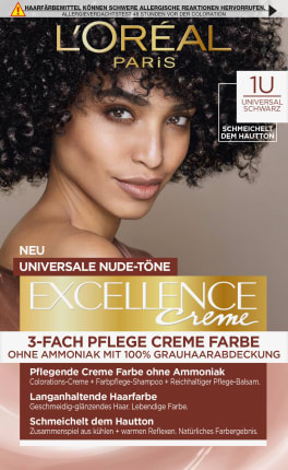 L\'ORÉAL PARIS  EXCELLENCE CREME Hair Color Nude Universal Black 1U, 1 Pc