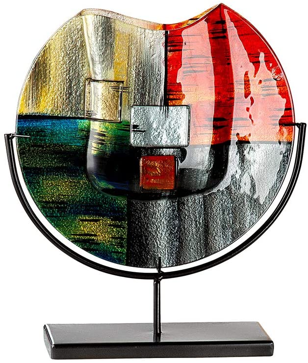 GILDE GLAS art Vase on Stand - Gifts for Women - Handmade Height 37 cm