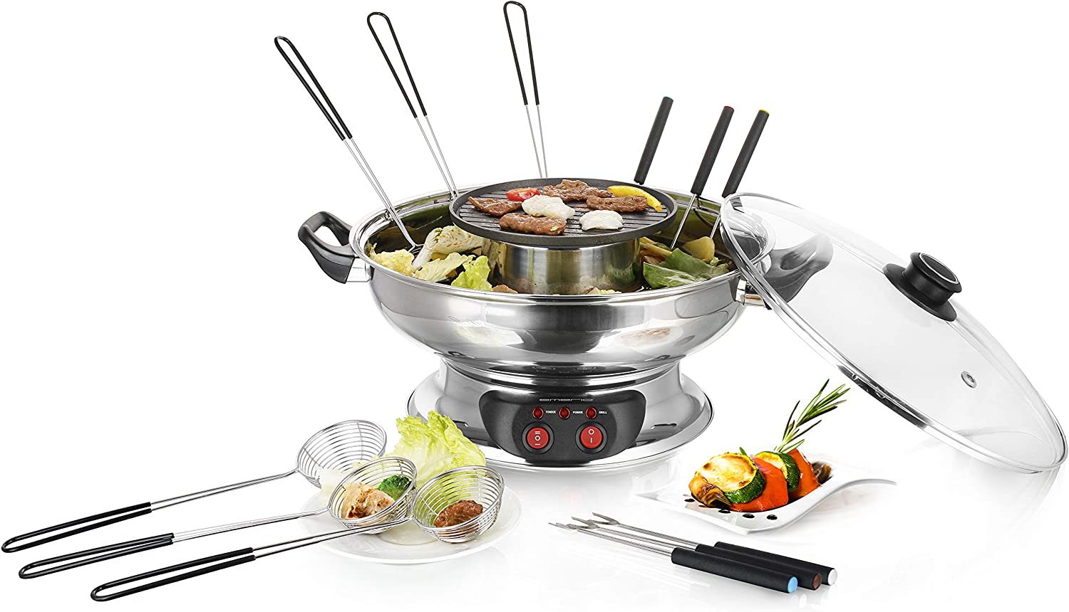 Emerio HPS-121313 Electric Hot Pot Set, Stainless Steel