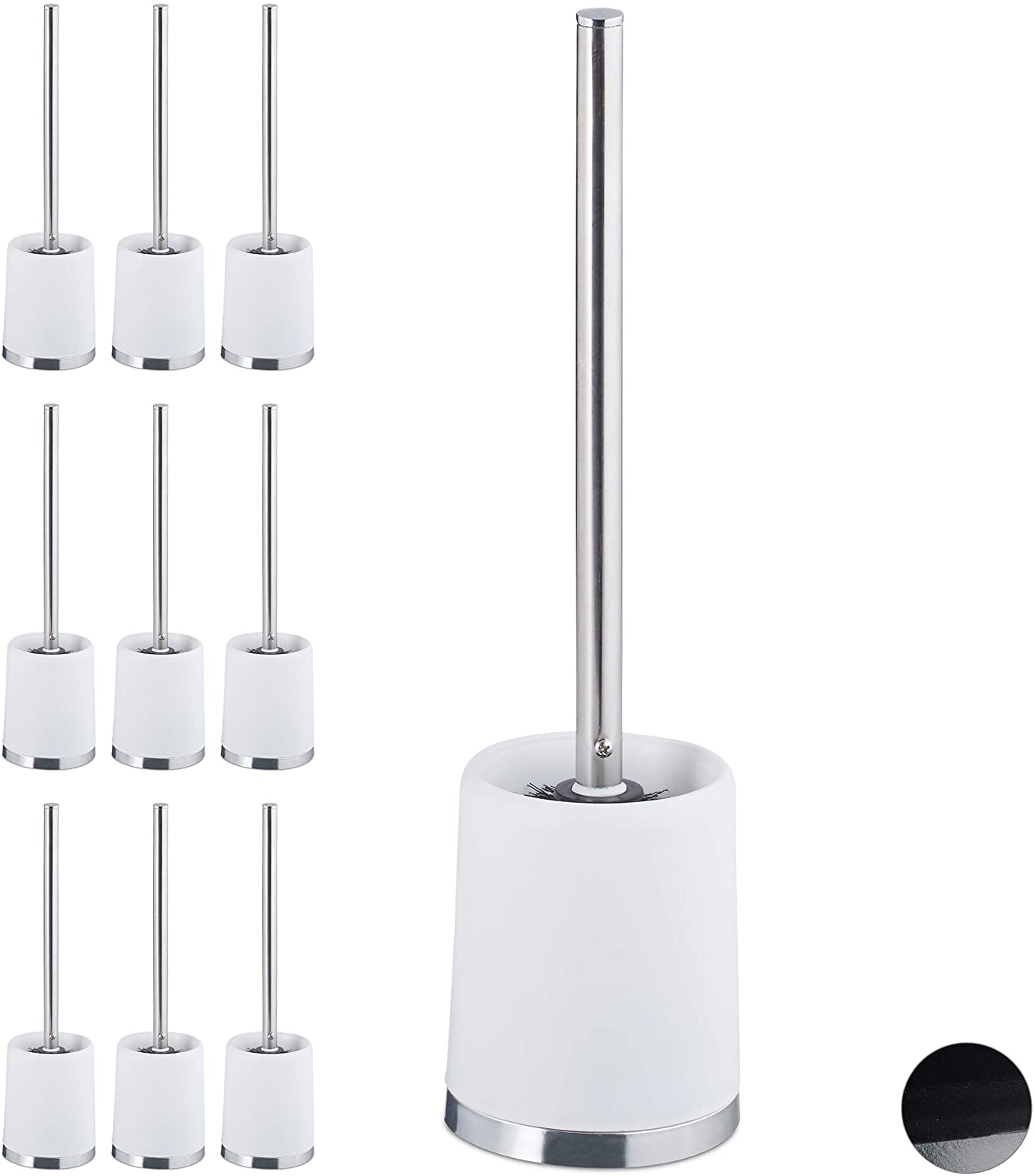 Relaxdays 10 X Toilet Brush Holder With Toilet Brush, Standing, Replaceable