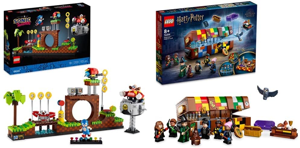 LEGO Ideas 21331 Sonic The Hedgehog - Green Hill Zone Set with Dr. Eggmann & 76399 Harry Potter Hogwarts Magic Case, Fan Item & Toy with Mini Figures and Lots of Accessories, Gift Idea