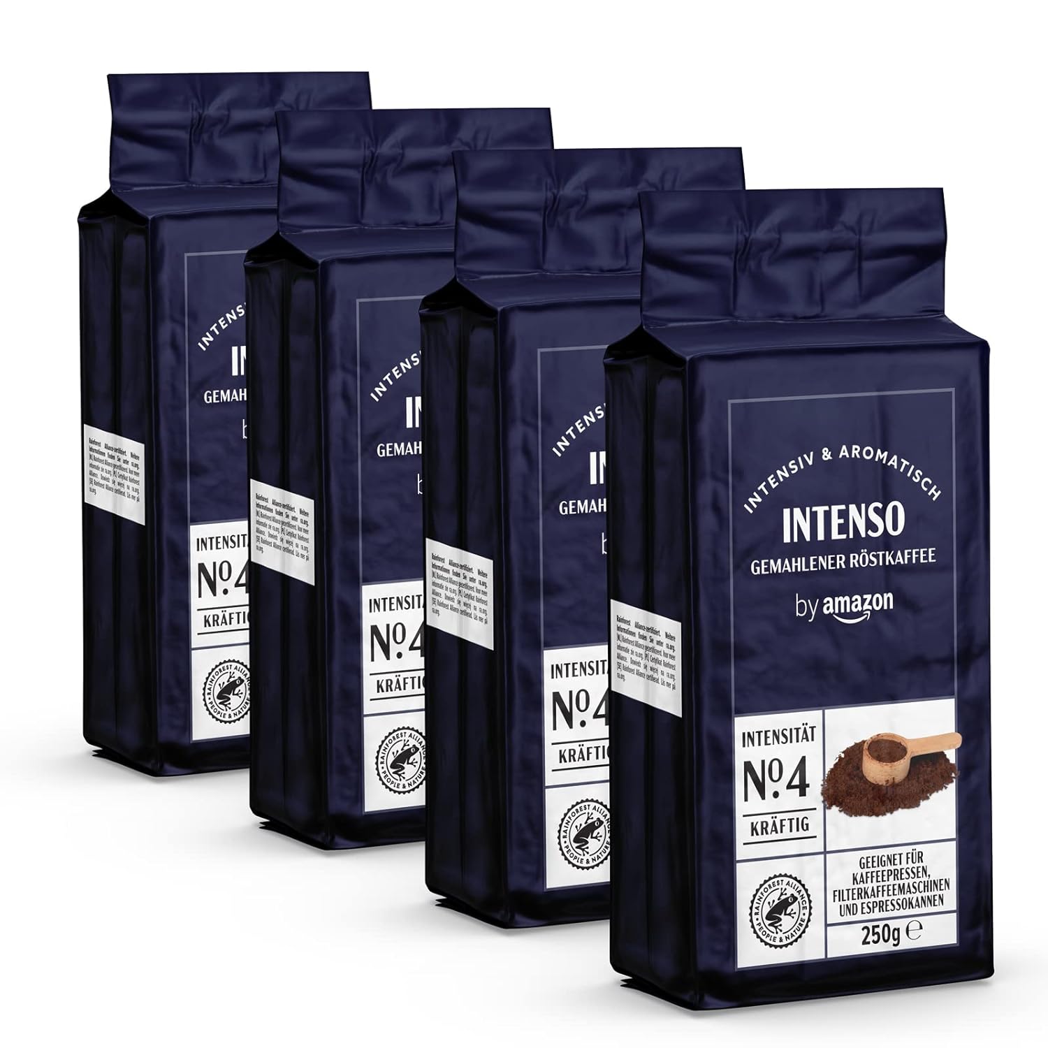 by Amazon Caffè Intenso Ground Coffee 1kg - 4 Packs of 250g - Rainforest Alliance Certification