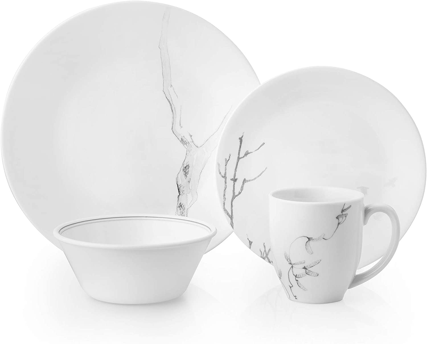 Corelle 3227 16 Piece Vitrelle Glass Break Resistant Birch Dinner Set