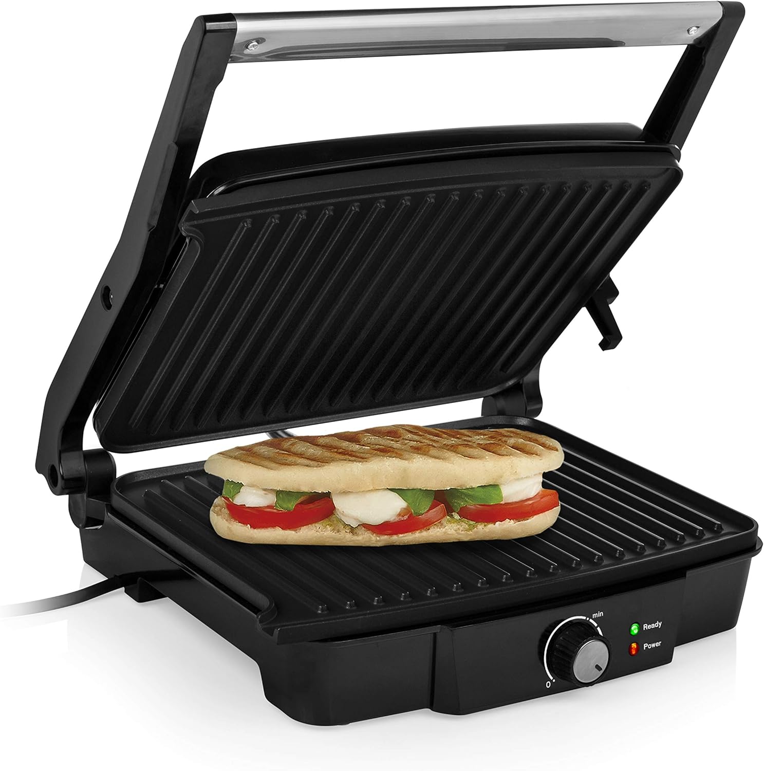 Tristar contact grill with 180° opening and a frying surface of 29 x 23.5 cm/can also be used as a table grill, 2000 watts, GR-2853, black
