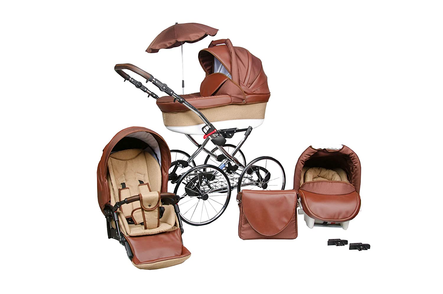 Skyline Classic Retro Style Lux Combination Pram and Pushchair, 3-in-1 Travel System, Car Seat (Isofix)