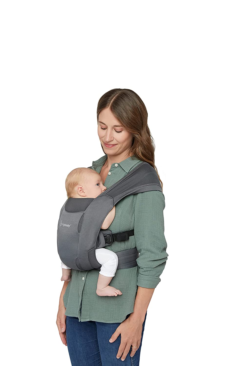 Ergobaby Embrace Soft Air Mesh Baby Carrier for Newborns from Birth, 2-Position Belly Carrier, Baby Carrier, Ergonomic, Washed Black