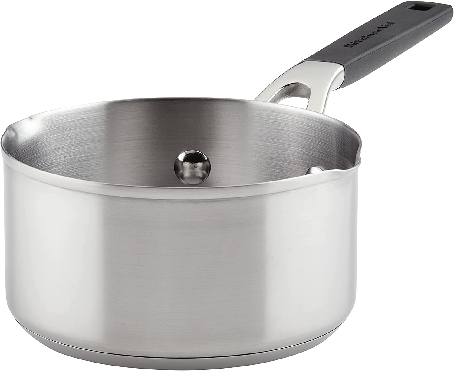KitchenAid Stainless Steel Cooking Pot with Spout 1 Quarter Brushed Stainless Steel