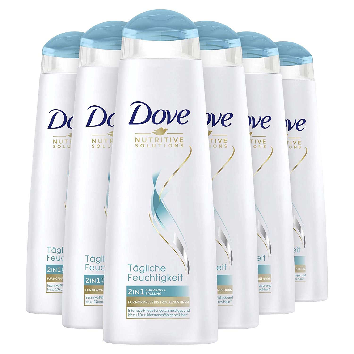 Dove Nutritive Solutions 2in1 shampoo & conditioner for normal to dry hair Daily moisture shampoo and conditioner, 6-pack (6 x 250 ml)
