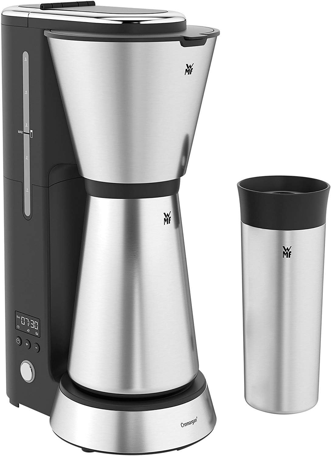 WMF Küchenminis Aroma Coffee Maker, with Thermos Flask, Filter Coffee 5 Cups, Thermal Mug to Go (350 ml), 870 Watt, 24 Hour Timer Automatic Switch Off