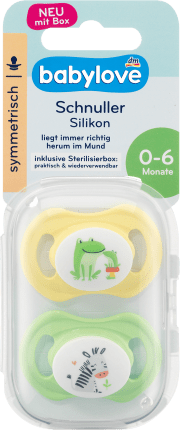 babylove Symmetrical pacifier, silicone, Gr. 1 Frog/Zebra, 2 Pcs