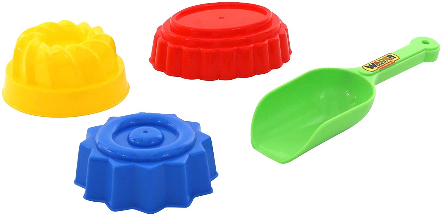 Wader Quality Toys Sand Mould Set with Flour Scoop, 4 Pieces (Set No. 421)