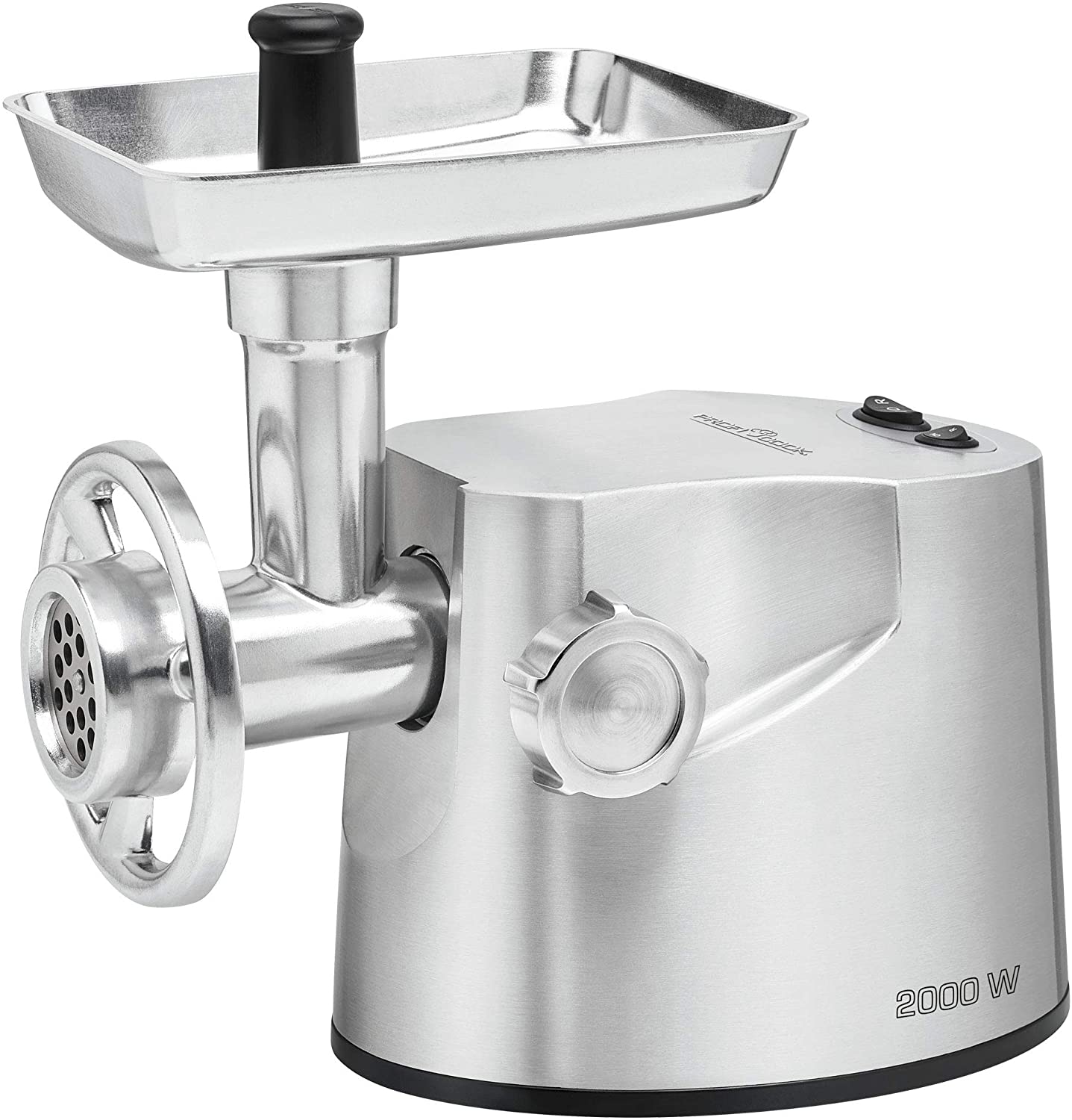 ProfiCook Profi Cook PC-FW 1173 Electric Meat Mincer for Meat, Sausage and Pastry, 2 kg/min, with Sausage Filler Attachment, Kebbe Attachment and 3 Stainless Steel Perforated Discs, 2000 W, Stainless Steel