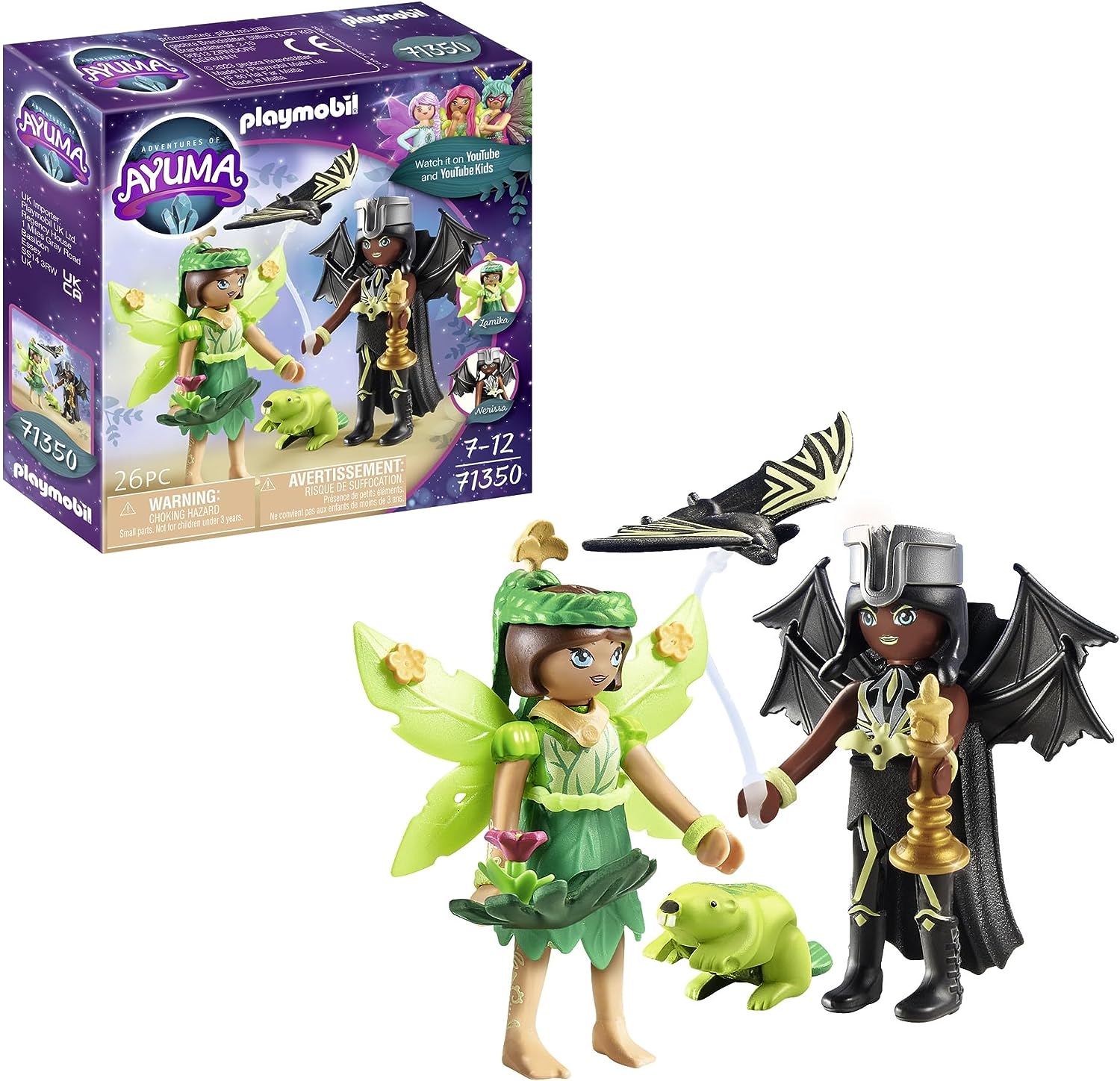 PLAYMOBIL Adventures of Ayuma 71350 Forest Fairy & Bat Fairy with Soul Animals, Fairy Friends with Their Soul Animals Beaver and Bat, Toy for Children from 7 Years
