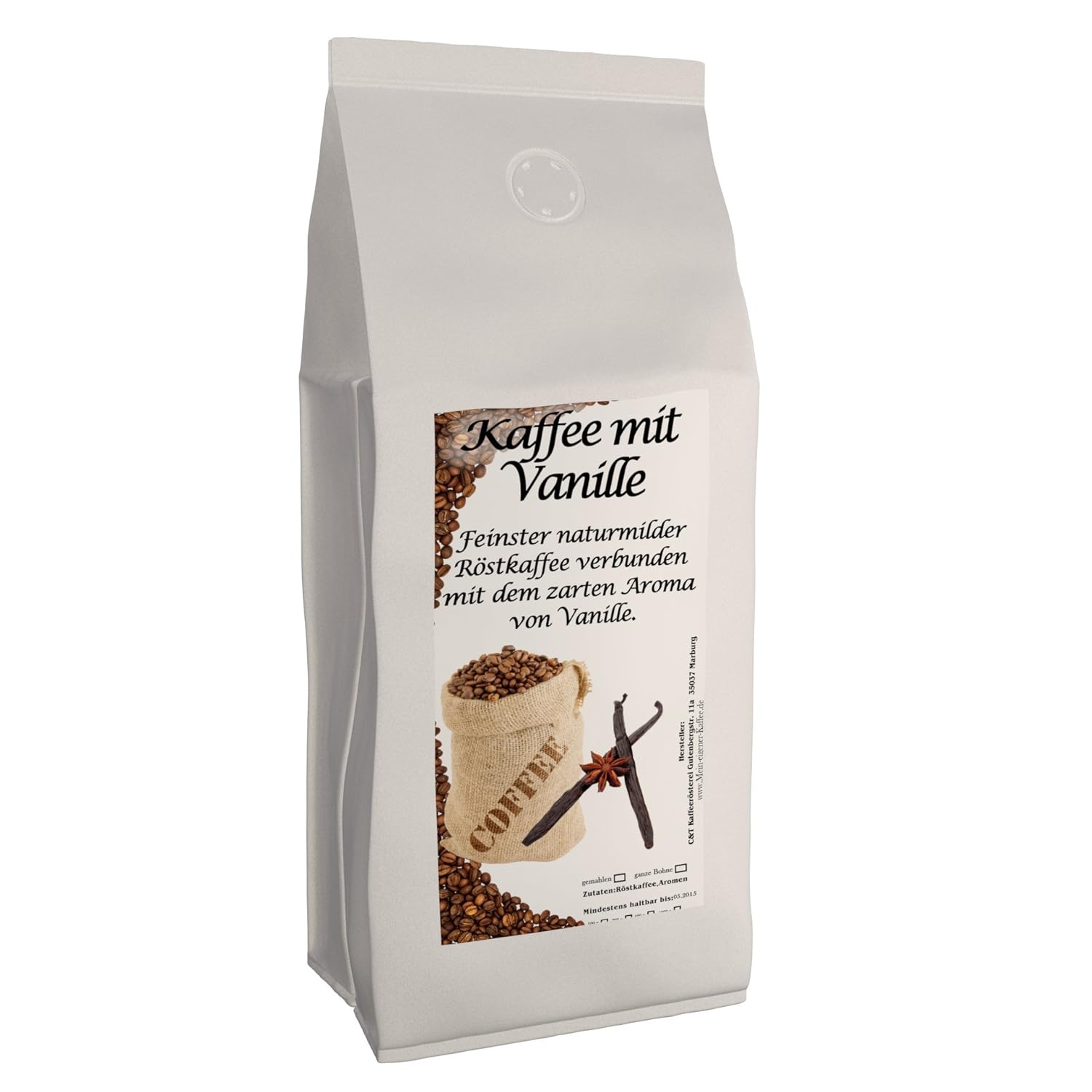Aroma Coffee - Flavored Coffee Vanilla, 1000 g Whole Beans - Top Coffee - Gentle and Fresh Roasted in Own Roastery