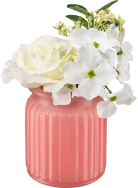 Decorate & furnish glass vase with flower arrangement, pink/white, 1 pc