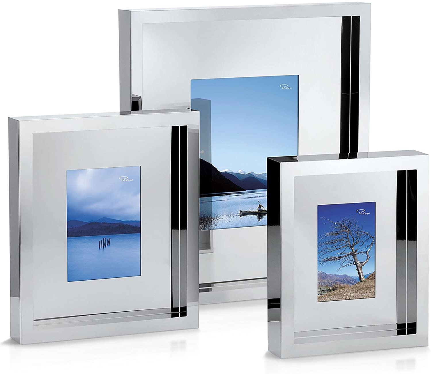 Philippi - LONELY PLANET - Stainless Steel Picture Frame - 10 x 15 cm Format - Incredibly Special Picture Frame with Great Mirror Effects - Minimalist Shape in Perfect Quality - Available in 3 Sizes