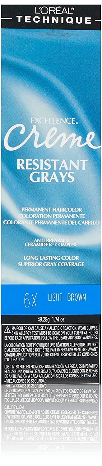 L'Oréal Paris L\'Oreal Paris Loreal Excel Creme Resist#6X Light Brown 1.74 oz (3 Pack), ‎brown