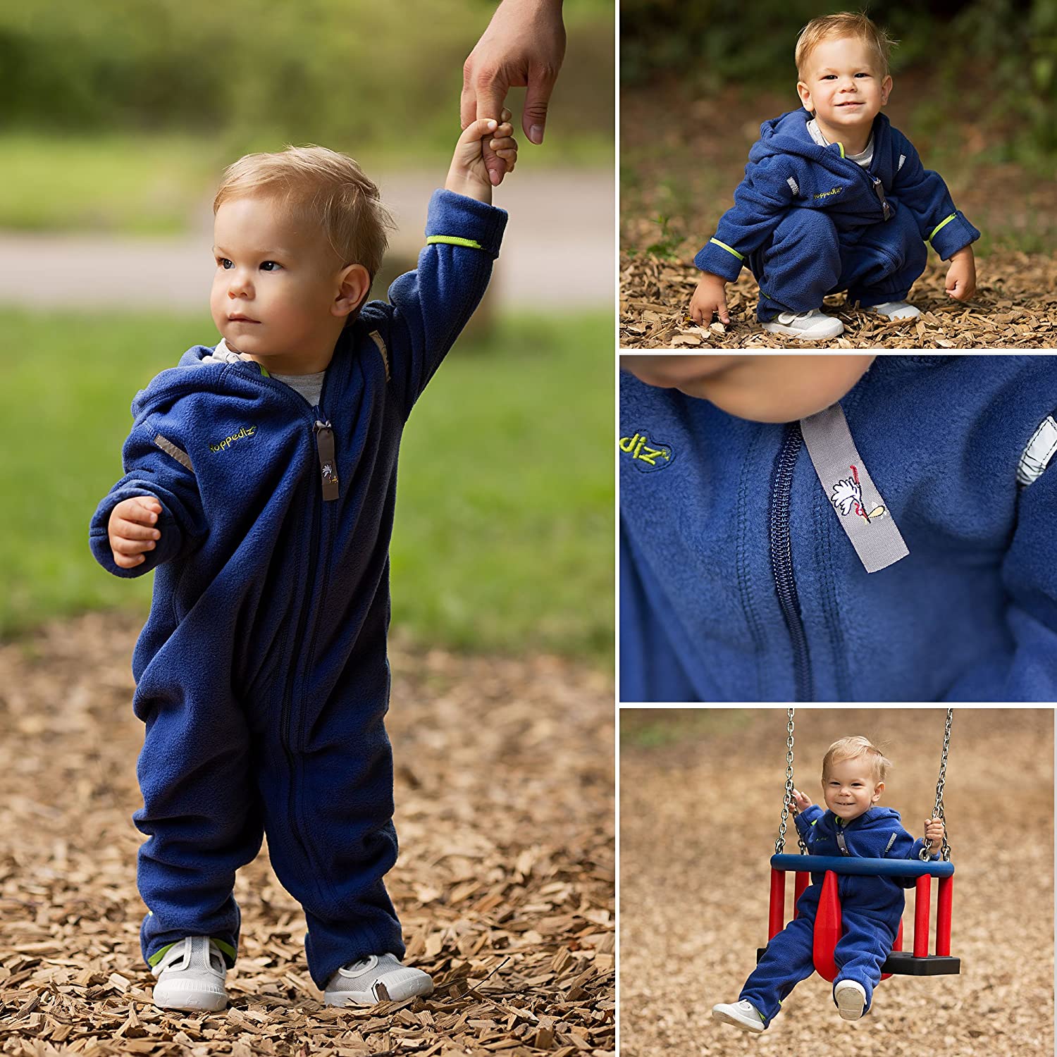 HOPPEDIZ Fleece Jumpsuit for Baby and Toddler 80-86 navy