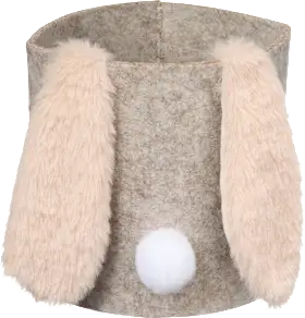 Felt basket with rabbit ears & pom-pom, beige, 1 piece