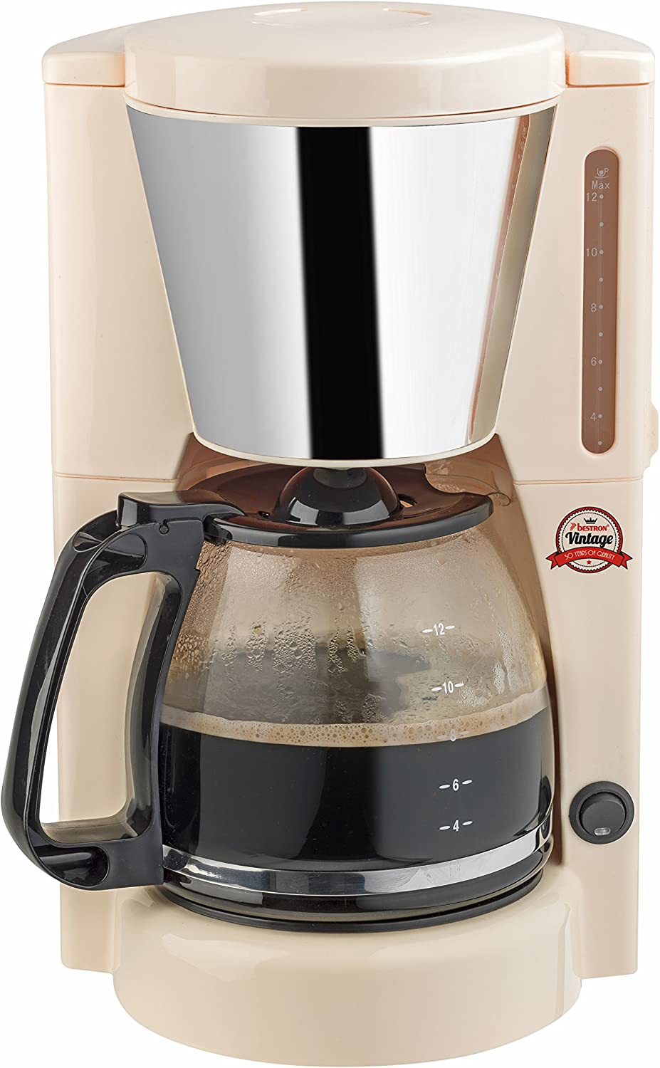 Bestron ACM100RE Retro Design Coffee Machine Vintage Cream 12 Cups