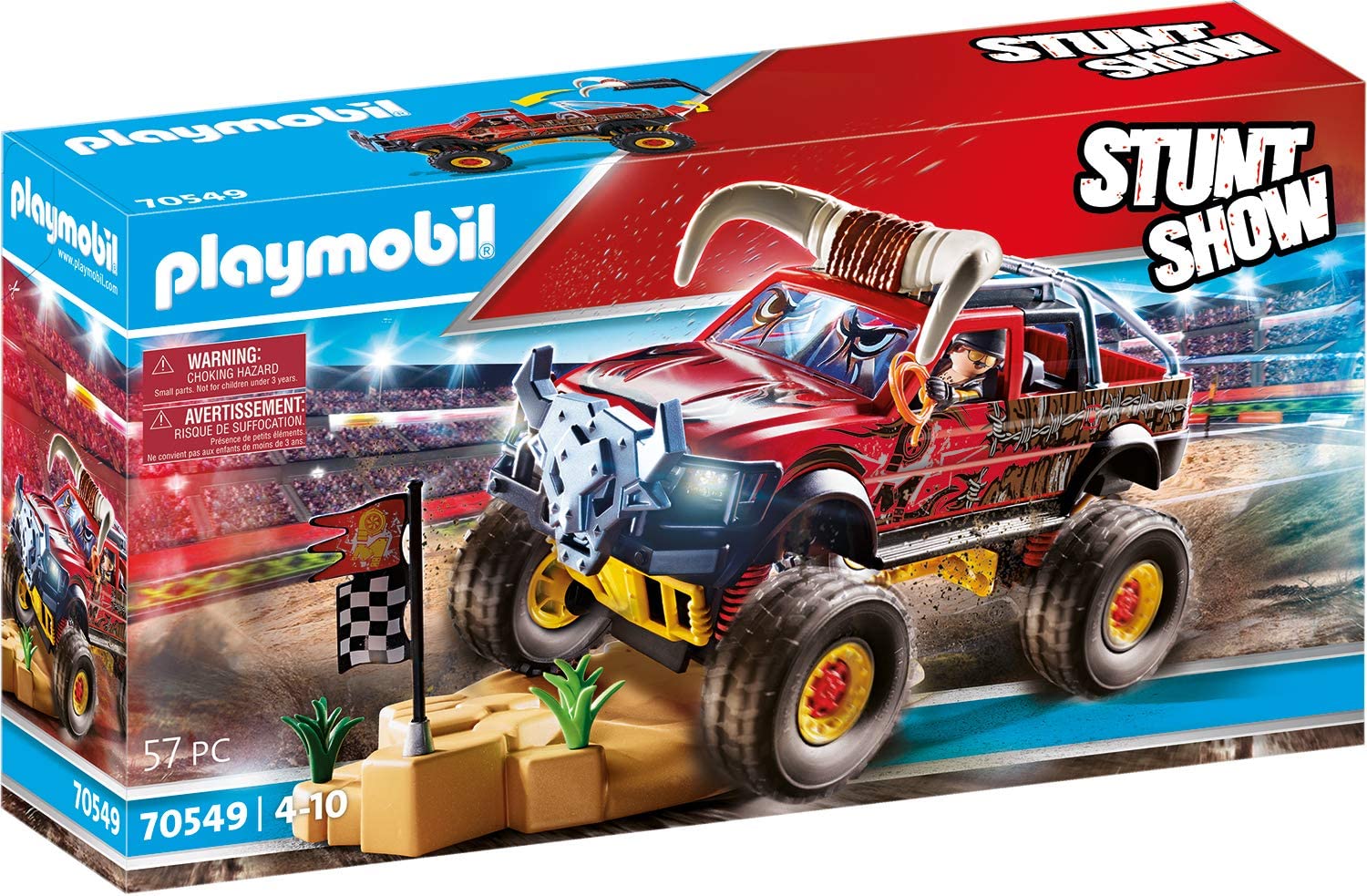 PLAYMOBIL Stuntshow 70549 Monster Truck with Bull Horns for Children Aged 4