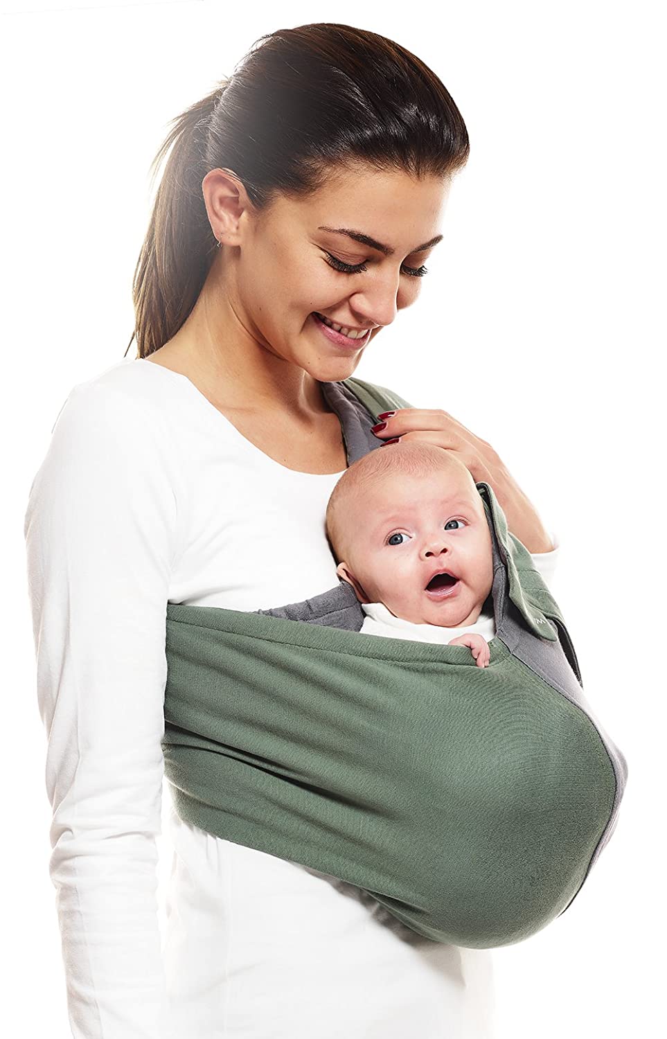 Wallaboo Baby Carrier Sling Connection 100% Cotton Fits Your Baby\'s Shape Green-grey