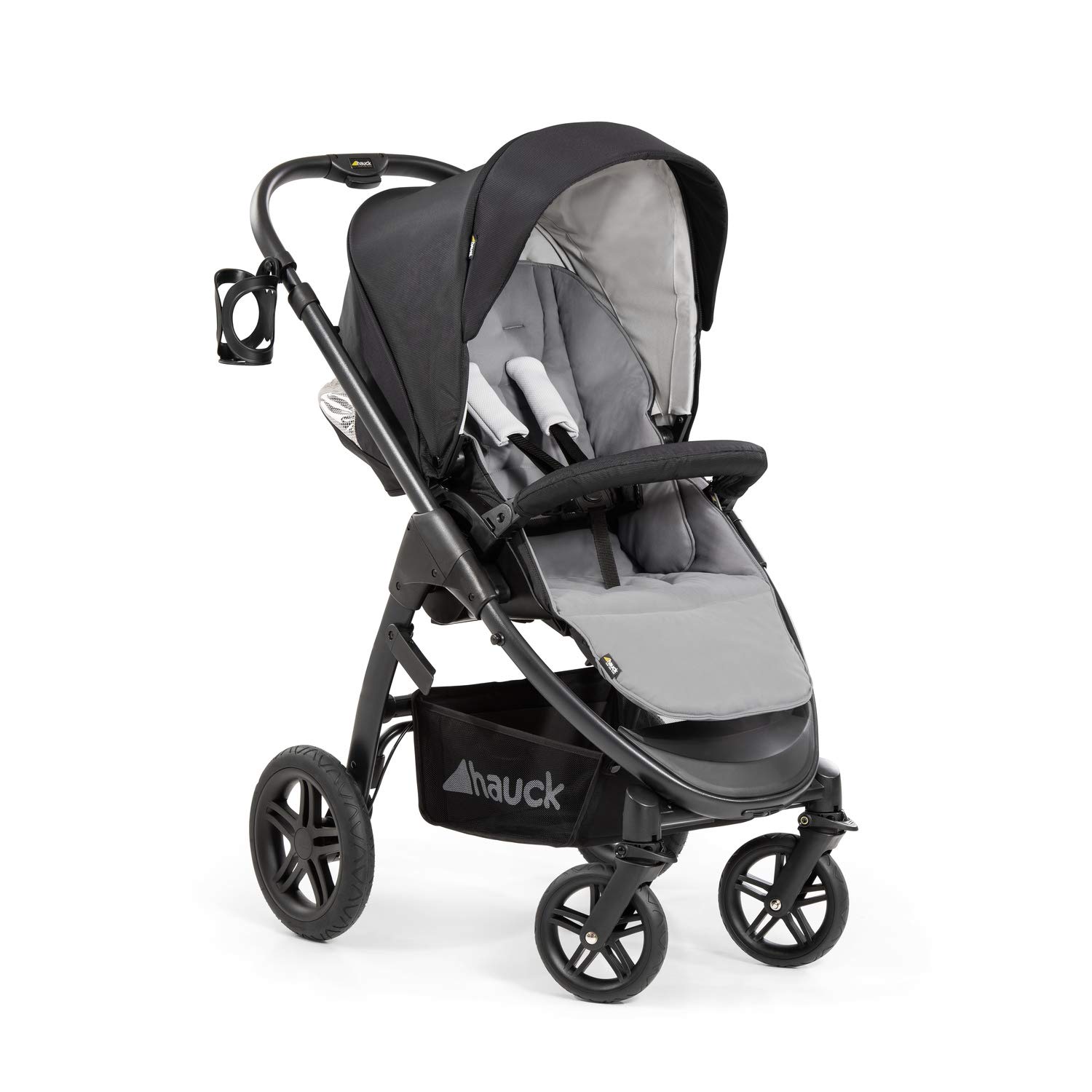 Hauck Saturn R All-Terrain Sport Pram + Leg Cover, Rotatable, up to 25 kg, XL Hood, Cup Holder, Height-Adjustable, Compact Foldable, Compatible with Baby Carrycot & Baby Seat