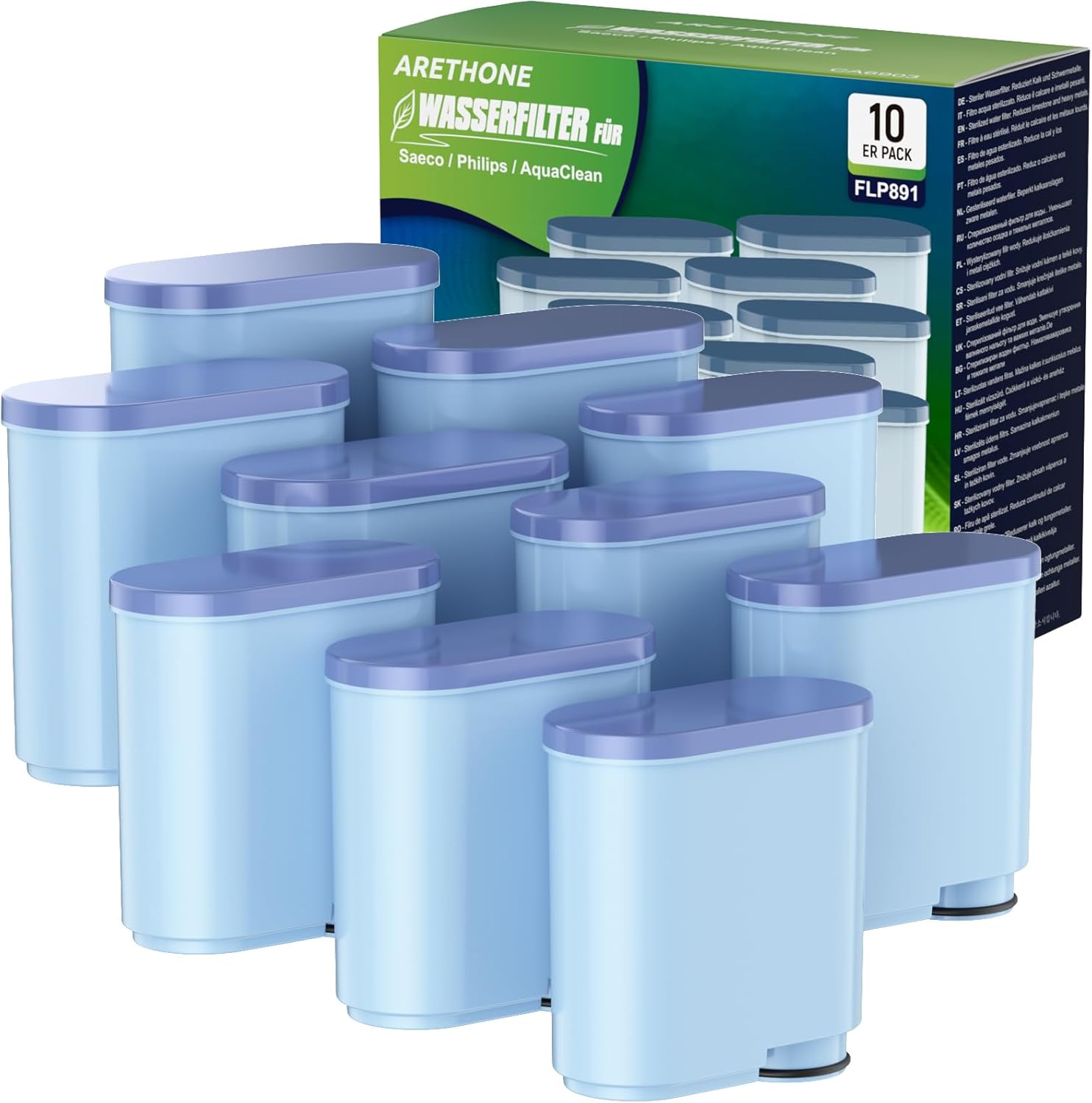 ARETHONE Water Filter for Philips AquaClean CA6903/10 CA6903/22 CA6707/20, Compatible with Saeco and Philips Latte Go Fully Automatic Coffee Machine Filter, Reduces Contamination (Pack of 10)