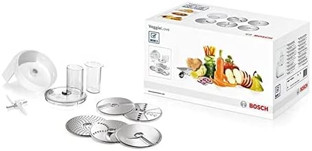 Bosch Hausgerate Bosch VeggieLove MUZ5VL1 Accessory Set Including 5 Slices (Reversible Cutting Disc, Reversible Rasp Disc, Medium Grater Disc, for Asian Vegetables and Roasty) for MUM5 and Mum Series 2