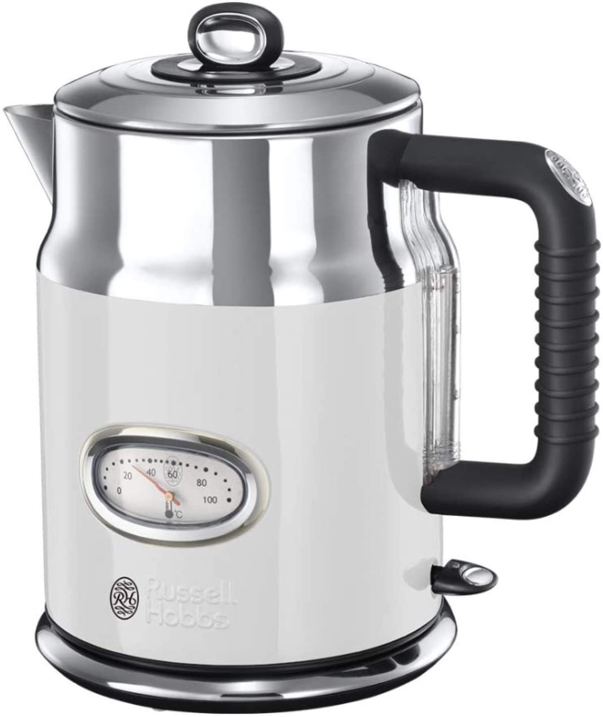 Russell Hobbs Coffee Machine, Retro White - for Up to 10 Cups, 1.25 Litre Glass Pot - Brewing & Warming Indicator - Retro Design