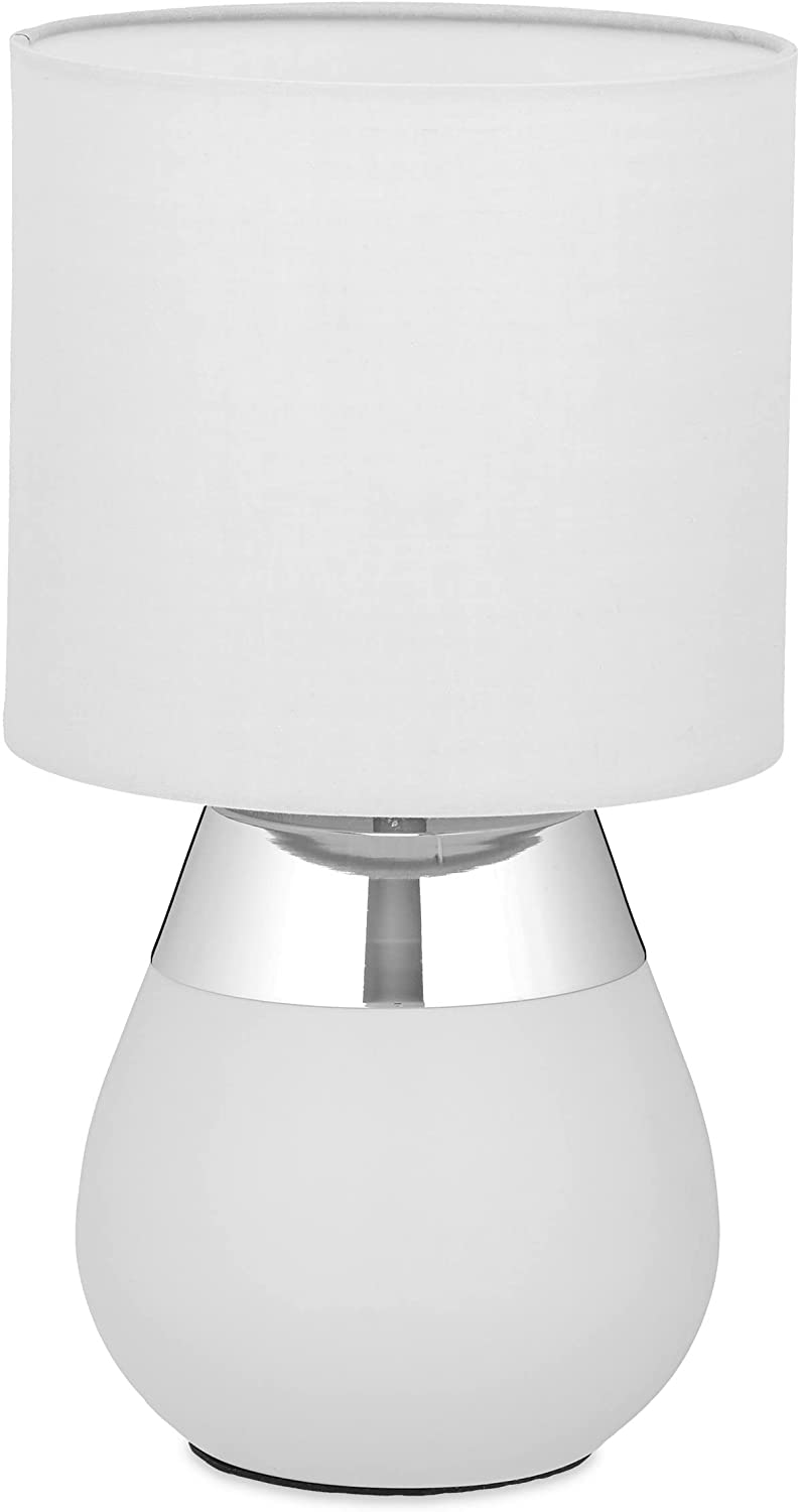 Relaxdays Bedside Touch Lamp, Dimmable Modern Touch Lamp, 3 Levels E14 Table Lamp H x D: 32.5 x 18 cm.