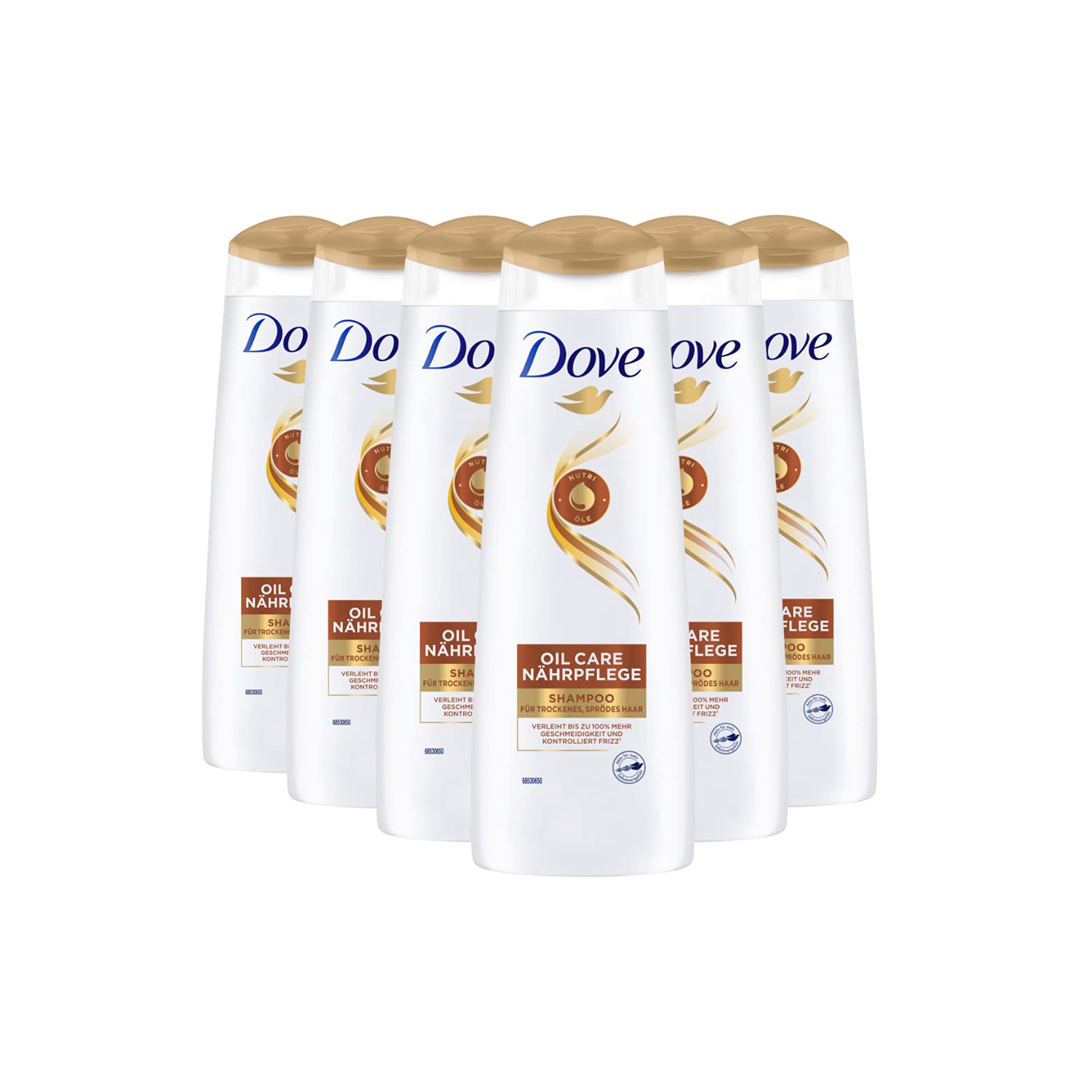 Dove Oil Care Nutritional Care, Hair Care Shampoo, Pack of 6 (6 x 250 ml)