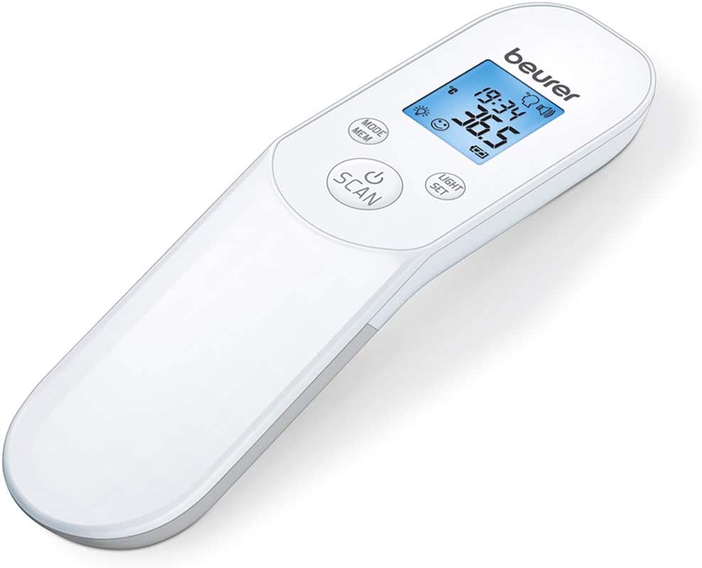 Beurer FT 85 contactless digital infrared thermometer, fever thermometer for hygienic and safe measurement of body temperature on the forehead.