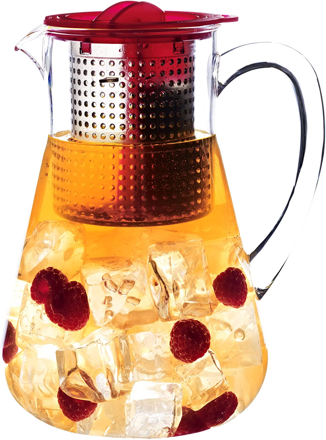 Finum Iced Tea Control-Ice Tea Jug - 1.8 L-With Brew-Control Mechanism-Red