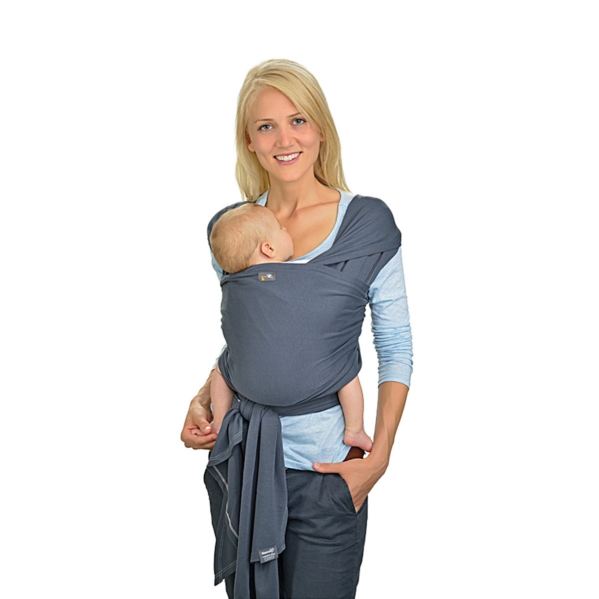 Hoppediz Elastic Baby Sling For Premature And Newborn Babies, Including Carrying Instructions charcoal
